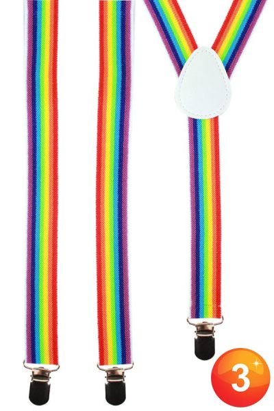 3 Bretels regenboogkleuren
