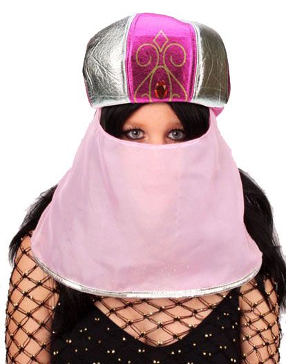 Arabische Suleika hoed roze met sluier